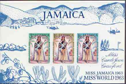 Jamaica 1964 Miss World 1963 perf m/sheet unmounted mint, SG MS 216a, stamps on entertainments