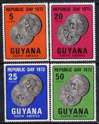 Guyana 1972 Republic Day perf set of 4 (Coins) unmounted mint, SG 561-64*, stamps on coins