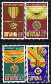 Guyana 1975 Republic Day perf set of 4 (Orders & Decorations) unmounted mint, SG 621-24, stamps on medals