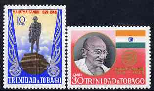 Trinidad & Tobago 1970 Gandhi Centenary Year perf set of 2 unmounted mint, SG 376-77, stamps on gandhi, stamps on constitutions, stamps on personalities, stamps on statues