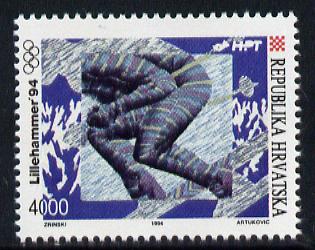 Croatia 1994 Lillehammer Winter Olympics 4000d unmounted mint SG 266, stamps on olympics, stamps on skiing