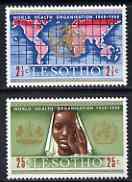 Lesotho 1968 20th Anniversary of World Health Organization perf set of 2 unmounted mint, SG 145-46, stamps on , stamps on  stamps on medical, stamps on  stamps on who, stamps on  stamps on maps, stamps on  stamps on nurses