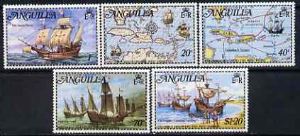 Anguilla 1973 Columbus Discovers the West Indies (Ships) perf set of 5 unmounted mint, SG 159-63, stamps on ships, stamps on columbus, stamps on explorers, stamps on maps
