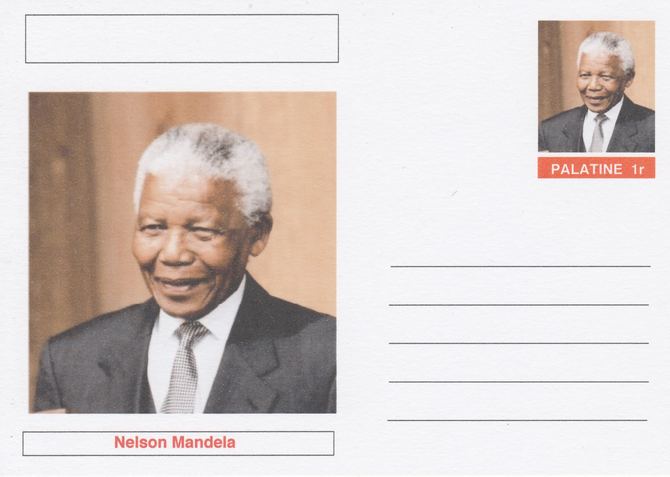 Palatine (Fantasy) Personalities - Nelson Mandela postal stationery card unused and fine, stamps on personalities, stamps on mandela, stamps on nobel, stamps on peace, stamps on racism, stamps on human rights