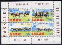 Barbados 1969 Horse Racing perf m/sheet unmounted mint, SG MS 385, stamps on horses, stamps on horse racing, stamps on 