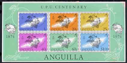 Anguilla 1974 Centenary of UPU perf m/sheet unmounted mint, SG MS 194, stamps on , stamps on  upu , stamps on 