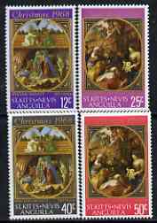 St Kitts-Nevis 1968 Christmas - Paintings perf set of 4 unmounted mint, SG 191-94, stamps on christmas, stamps on arts