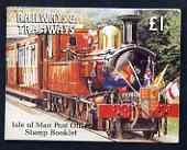 Isle of Man 1991 Manx Railways & Tramways Â£1 booklet (Maitland Pulling Royal Train) complete and fine, SG SB27, stamps on railways, stamps on trams, stamps on royalty