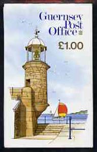 Guernsey 1988 North Pier Lighthouse Â£1 booklet complete, SG B35, stamps on lighthouses