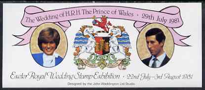 Exhibition souvenir sheet for 1981 Exeter Royal Wedding Stamp Exhibition unmounted mint, stamps on royalty, stamps on charles, stamps on diana, stamps on stamp exhibitions