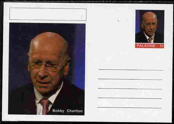 Palatine (Fantasy) Personalities - Bobby Charlton (football) postal stationery card unused and fine, stamps on personalities, stamps on pele, stamps on football