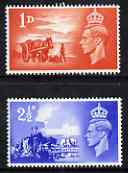 Channel Islands 1948 Third Anniversary of Liberation perf set of 2 unmounted mint, SG C1-2, stamps on , stamps on  stamps on , stamps on  stamps on  ww2 , stamps on  stamps on horses, stamps on  stamps on seaweed, stamps on  stamps on marine life, stamps on  stamps on  kg6 , stamps on  stamps on 
