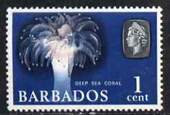 Barbados 1965 Deep Sea Coral 1c def (wmk upright) unmounted mint SG 322, stamps on marine life, stamps on coral