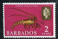 Barbados 1965 Lobster 2c def (wmk upright) unmounted mint SG 323, stamps on marine life, stamps on food