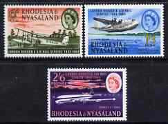 Rhodesia & Nyasaland 1962 Airmail Service set of 3 unmounted mint, SG 40-42, stamps on , stamps on  stamps on aviation, stamps on  stamps on flying boats, stamps on  stamps on  dh , stamps on  stamps on de havilland, stamps on  stamps on short