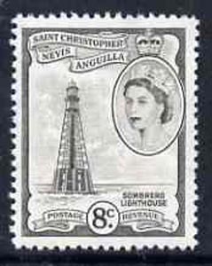 St Kitts-Nevis 1954-63 Sombrero Lighthouse 8c unmounted mint, SG 112b*, stamps on lighthouses
