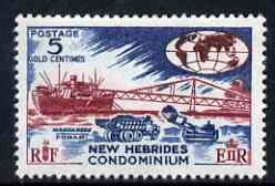 New Hebrides - English 1963-72 Exporting Manganese 5c from def set unmounted mint, SG 98, stamps on minerals, stamps on ships, stamps on trucks, stamps on mining, stamps on 