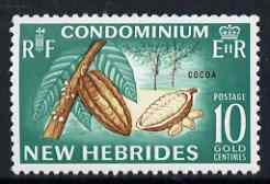 New Hebrides - English 1963-72 Cocoa Beans 10c from def set unmounted mint, SG 99, stamps on food, stamps on cocoa