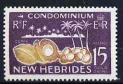 New Hebrides - English 1963-72 Copra 15c from def set unmounted mint, SG 100, stamps on food, stamps on copra