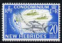 New Hebrides - English 1963-72 Fishing 20c from def set unmounted mint, SG 101, stamps on fish, stamps on fishing