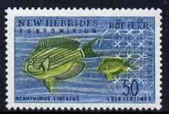New Hebrides - English 1963-72 Surgeonfish 50c from def set unmounted mint, SG 105, stamps on fish