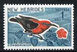 New Hebrides - English 1963-72 Cardinal Honeyeater 1f from def set unmounted mint, SG 106, stamps on birds
