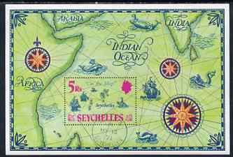 Seychelles 1971 Putting Seychelles on the Map perf m/sheet fine cto used, SG MS 293, stamps on maps