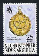 St Kitts-Nevis 1970-74 Humphrey Cole's Astrolabe 25c from def set unmounted mint, SG 216, stamps on , stamps on  stamps on pirates, stamps on  stamps on explorers, stamps on  stamps on navigation, stamps on  stamps on maths