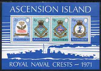 Ascension 1971 Royal Naval Crests - 3rd series perf m/sheet unmounted mint, SG MS 153, stamps on ships, stamps on shakespeare, stamps on phoenix
