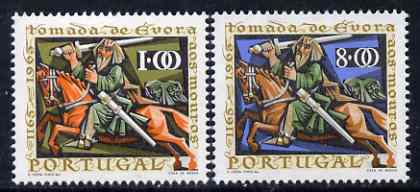 Portugal 1966 Reconquest of Evora perf set of 2 unmounted mint, SG 1292-93, stamps on horses, stamps on swords