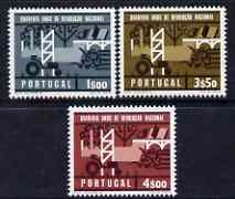 Portugal 1966 Anniversary of National Revolution perf set of 3 unmounted mint, SG 1289-91, stamps on agriculture, stamps on industry, stamps on tractors, stamps on 