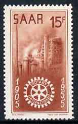 Saar 1955 Rotary International 15f unmounted mint, SG 355, stamps on rotary
