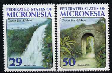 Micronesia 1993 Tourist Sites perf set of 2 unmounted mint, SG 330-31, stamps on waterfalls, stamps on tourism