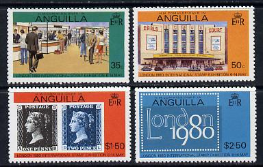 Anguilla 1980 'London 1980' set of 4 (SG 384-7A) unmounted mint, stamps on stamp on stamp, stamps on stamp exhibitions, stamps on stamponstamp