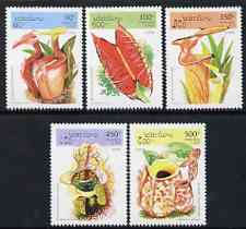 Laos 1995 Insectivorous Plants perf set of 5 unmounted mint, SG 1461-65, stamps on flowers, stamps on insects