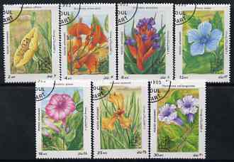 Afghanistan 1985 Argentina 85 Stamp Exhibition (Flowers) perf set of 7, cto used SG 1036-42, stamps on flowers, stamps on stamp exhibitions