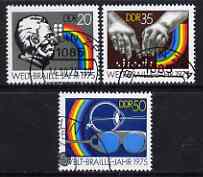Germany - East 1975 International Braille Year perf set of 3 fine cto used, SG E1806-08, stamps on braille, stamps on disabled, stamps on blind, stamps on rainbow