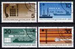 Germany - East 1983 World Communications Year perf set of 4 cto used, SG E2487-90, stamps on communications, stamps on telephones, stamps on radio, stamps on ships, stamps on  oil , stamps on 