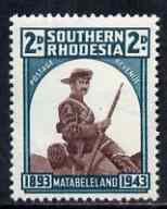 Southern Rhodesia 1943 50th Anniversary of Matabeleland 2d unmounted mint, SG 61*, stamps on battles, stamps on militaria, stamps on  kg6 , stamps on 