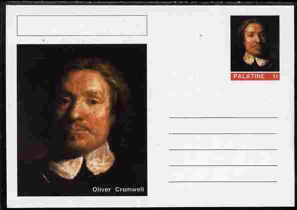 Palatine (Fantasy) Personalities - Oliver Cromwell postal stationery card unused and fine, stamps on personalities, stamps on cromwell, stamps on militaria, stamps on constitutions