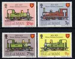 Isle of Man 1973 Steam Railway Centenary perf set of 4 unmounted mint, SG 35-38, stamps on railways