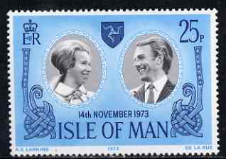 Isle of Man 1973 Royal Wedding 25p unmounted mint, SG 41, stamps on royalty, stamps on anne, stamps on anne & mark