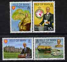 Isle of Man 1975 Death Anniversary of Sir George Goldie perf set of 4 unmounted mint, SG 67-70, stamps on personalities, stamps on ships, stamps on paddle steamers, stamps on maps