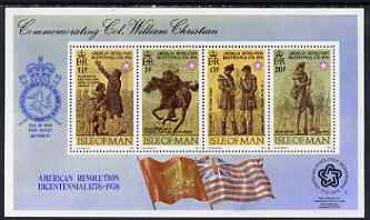 Isle of Man 1976 USA Bicentenary m/sheet unmounted mint, SG MS79, stamps on , stamps on  stamps on americana, stamps on  stamps on wild west, stamps on  stamps on indians