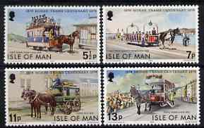 Isle of Man 1976 Centenary of Douglas Horse Tramsperf set of 4 unmounted mint, SG 80-83, stamps on horses, stamps on transport, stamps on trams