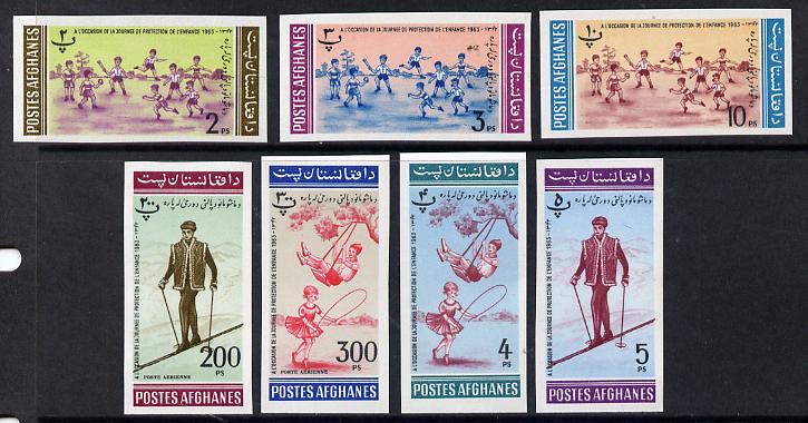 Afghanistan 1964 Child Welfare Day imperf set of 7 unmounted mint*, stamps on children