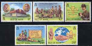 Isle of Man 1982 75th Anniversary of Scouting perf set of 5 unmounted mint, SG 211-15, stamps on scouts, stamps on globes