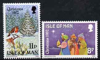 Isle of Man 1982 Christmas perf set of 2 unmounted mint, SG 225-26, stamps on christmas