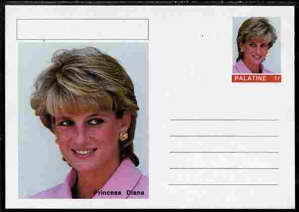 Palatine (Fantasy) Personalities - Princess Diana postal stationery card unused and fine, stamps on personalities, stamps on diana, stamps on royalty, stamps on women