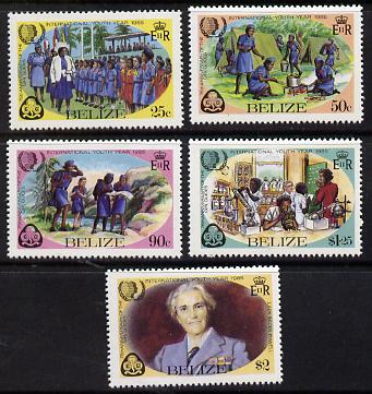 Belize 1985 Youth Year & Guides set of 5 unmounted mint (SG 815-9)*, stamps on , stamps on  stamps on scouts